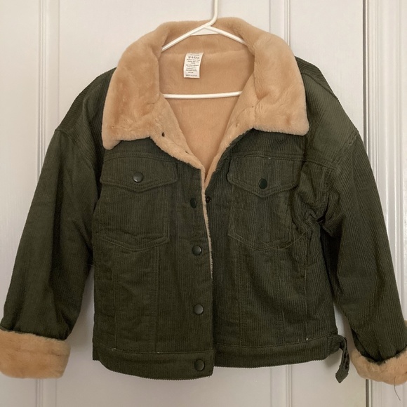 Sherpa Lined Green Corduroy Jacket - Picture 1 of 6